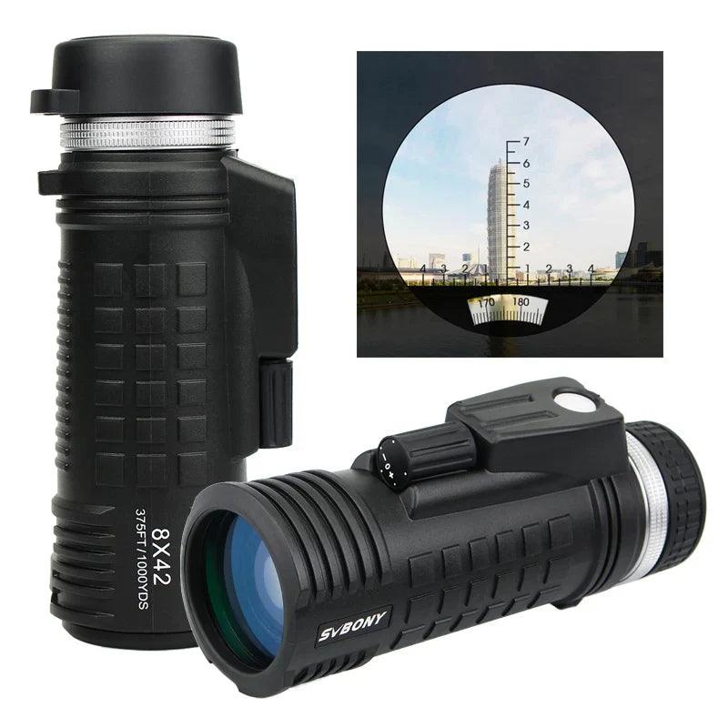 SVBONY SV42 Monocular Telescope Built-in Compass Rangefinder, 8x42 Monocular Compact Monocular, Single Hand Focus for Birdwatch - petguardiansupplies