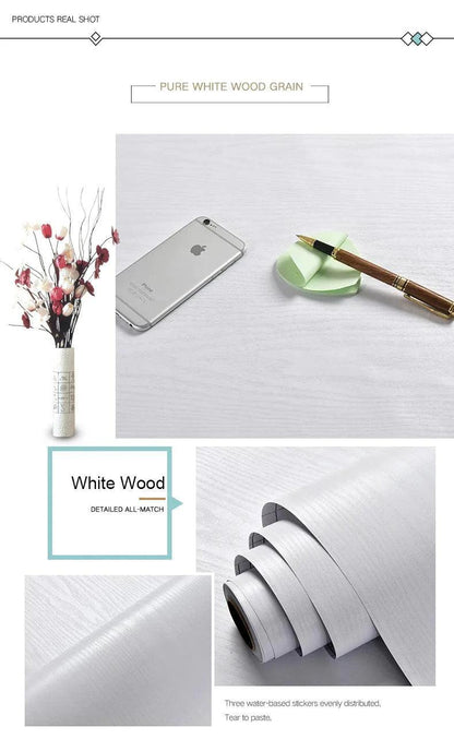 PVC Waterproof Self Adhesive Wallpaper Roll Furniture Cabinets Vinyl Decorative Film Wood Grain Stickers For Diy Home Decor - petguardiansupplies