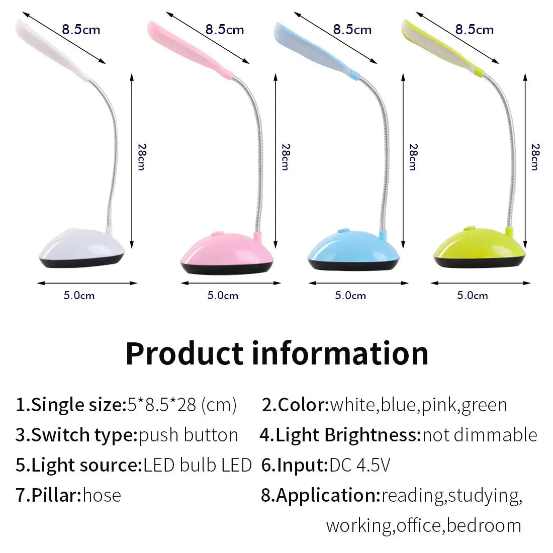 Battery Operated LED Reading Night Lamp Flexible Table Light Foldable Switch Desk Working Study Light For Kids Student Office - petguardiansupplies