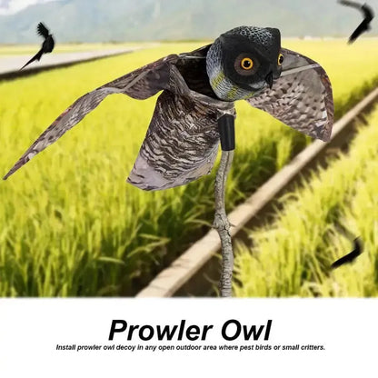 Fake Prowler Owl Bird Scarer with Moving Wing Garden Scarecrow Predator Decoy Pest Garden Yard Bird Repellent Outdoor Pest - petguardiansupplies