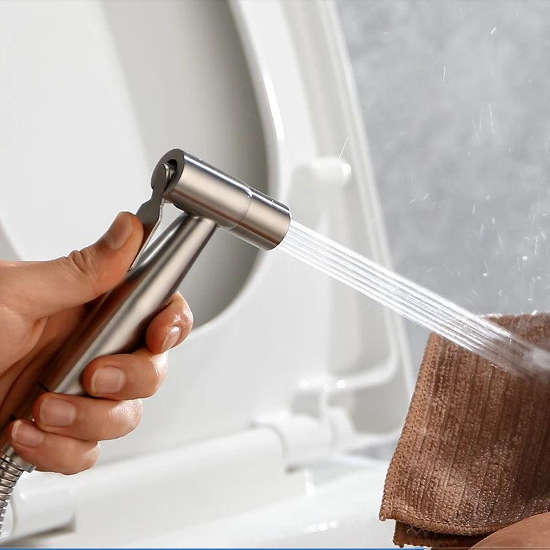 Handheld bidet sprayer set for toilet Stainless Steel Hand Bidet faucet for Bathroom hand sprayer shower head self cleaning - petguardiansupplies