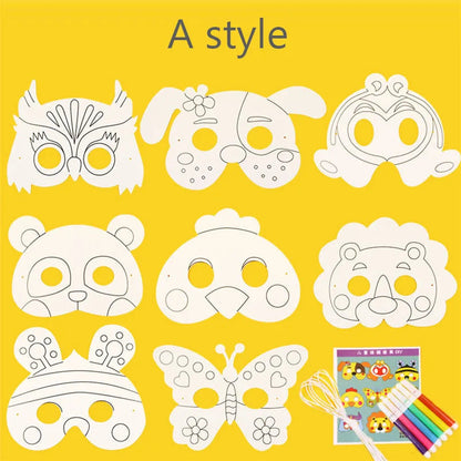 8Pcs/lot DIY Animal Painting Mask Toys For Girls Boys Cartoon Graffiti Handmade Art Crafts Toy Kindergarten Drawing Kids Gifts - petguardiansupplies