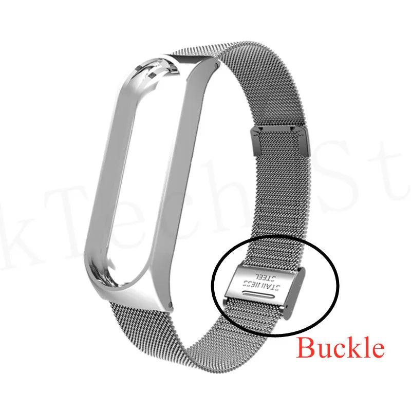 Metal Strap bracelet for Xiaomi mi band 7 6 5 3 4 strap Stainless Steel MiBand 4 Smart Wrist Strap for xiao mi miband 4 3 straps - petguardiansupplies