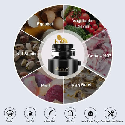 750W Food Waste Disposers Chopper Kitchen Garbage Disposal Stainless Steel Grinder material Processor - petguardiansupplies