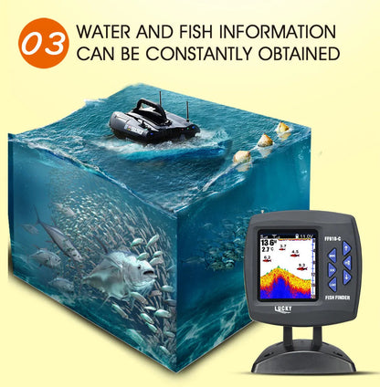 Lucky FF918 Wireless Remote Control Boat Fish Finder 300m/980ft wireless operating range echo sounder - petguardiansupplies