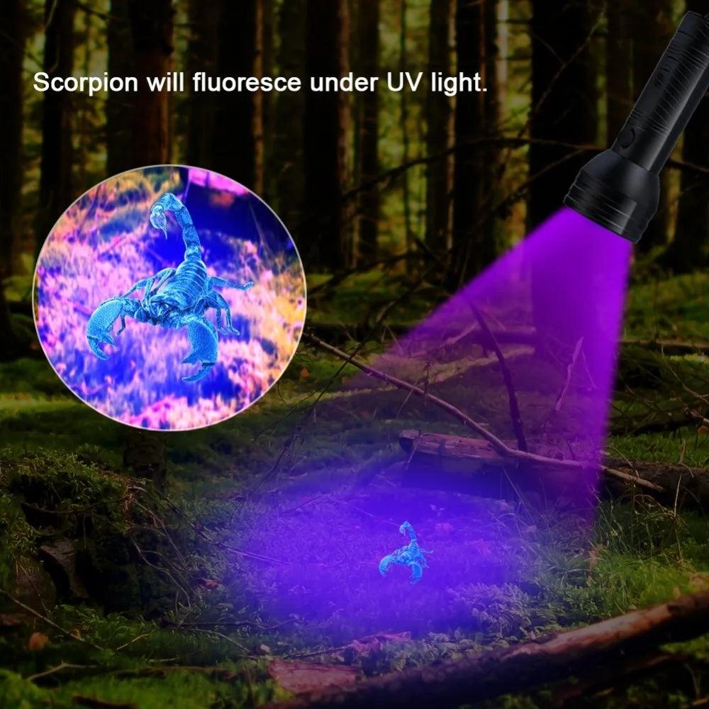 Ultraviolet Blacklight LED UV Light Lamp Torch Detector for Dog Urine Stains Outdoor Waterproof Aluminum 9-100 LED UV Flashlight - petguardiansupplies