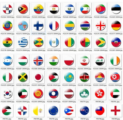 National Flags of Various Countries Photos Refrigerator Stickers Round Glass 30MM Household Refrigerator Accessories - petguardiansupplies