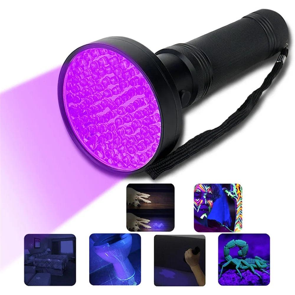 Ultraviolet Blacklight LED UV Light Lamp Torch Detector for Dog Urine Stains Outdoor Waterproof Aluminum 9-100 LED UV Flashlight - petguardiansupplies