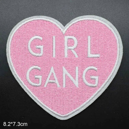 Pink Girl Gang Girlgang Letters Words Embroidery Punk Clothes Patch For Clothing Skirts Jeans Ironing Iron On Patch Applique - petguardiansupplies