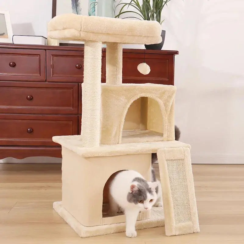 Domestic Delivery Multi-Level Cat Tree Tower Climb Furniture Scratching Post for Indoor House Pet Supplies Kitten Toy Cozy Condo - petguardiansupplies