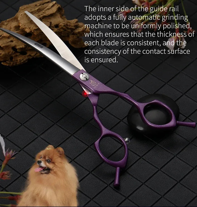 Fenice Professional symetrical handle colorful 6.5 inch pet dog curved animal grooming scissors - petguardiansupplies