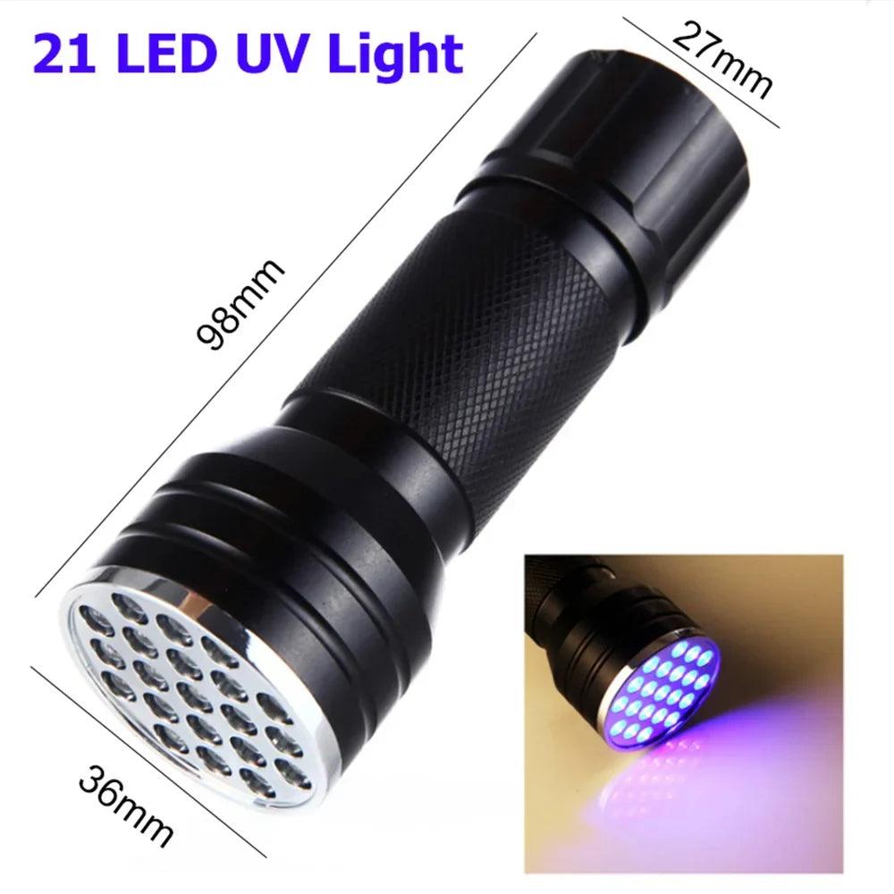 Ultraviolet Blacklight LED UV Light Lamp Torch Detector for Dog Urine Stains Outdoor Waterproof Aluminum 9-100 LED UV Flashlight - petguardiansupplies