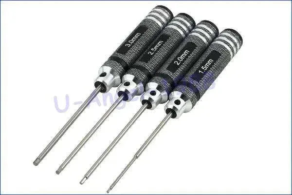 RC Tools 4 pcs hex screw driver set titanium plating hardened 1.5 2.0 2.5 3.0mm screwdriver For RC helicopter Boat Car toys - petguardiansupplies