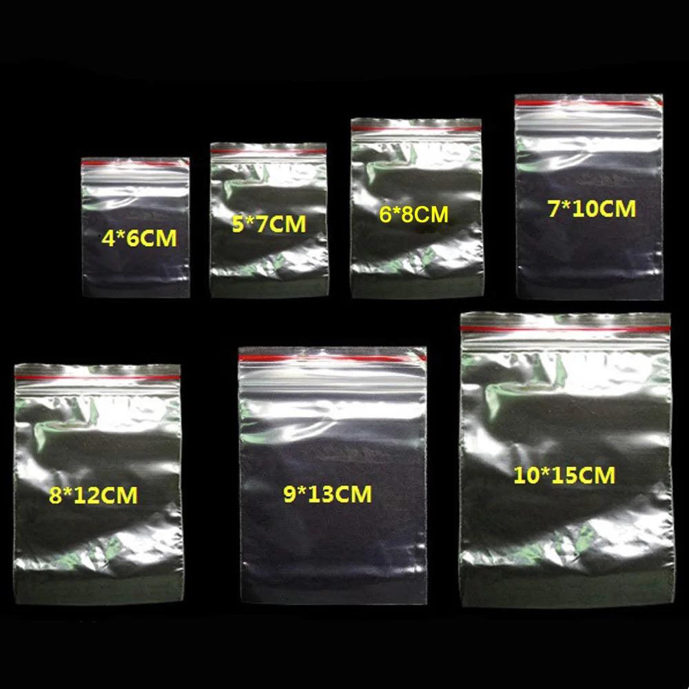 100pcs/pack Small Zip Lock Plastic Bag Reclosable Transparent Bag Shoe Bag Vacuum Bag Poly Clear Bags Thickness 0.05mm - petguardiansupplies