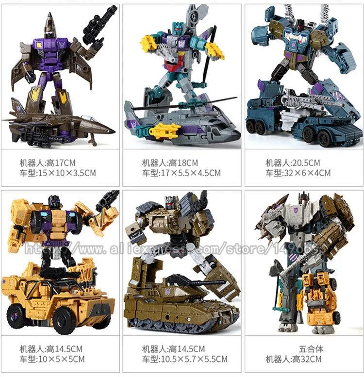 Haizhixing 5 IN 1 Transformation Robot Car Toys Anime Devastator Aircraft Tank Model KO Boys Truck Collection Kid Adult Gift - petguardiansupplies