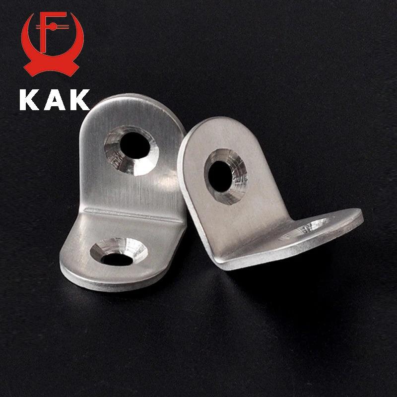 KAK 10PCS Stainless Steel Angle Corner Brackets Fasteners Protector Seven Size Corner Stand Supporting Furniture Hardware - petguardiansupplies