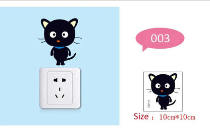 DIY Creative Black Cat Love Cartoon Removable Switch Stickers PVC Wall Sticker Vinyl Decals Home Decor Wallpaper Socket Paste - petguardiansupplies