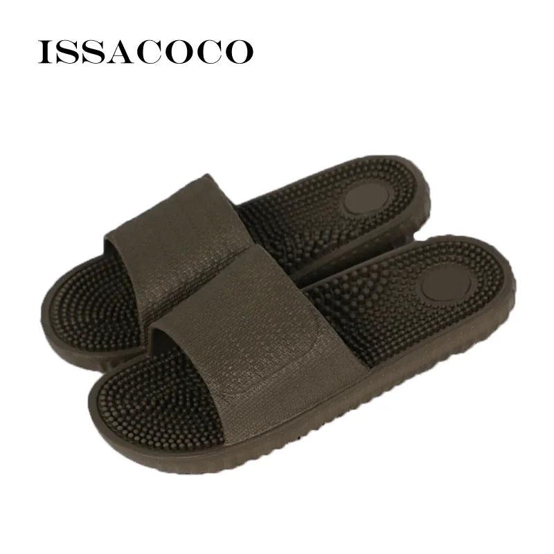 ISSACOCO Men's Flat Indoor Massage Slippers Men Home Non-slip Massage Slippers Zapatos Hombre Beach Flip Flops Men's Slides - petguardiansupplies