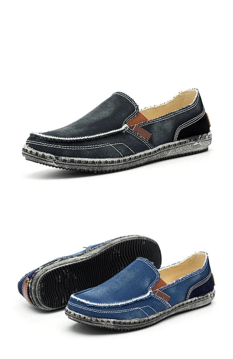 MIXIDELAI classic canvas shoes men 2024 lazy shoes blue grey green canvas moccasin men slip on loafers washed denim casual flats - petguardiansupplies