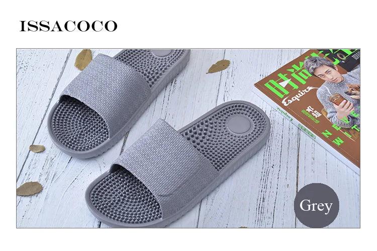 ISSACOCO Men's Flat Indoor Massage Slippers Men Home Non-slip Massage Slippers Zapatos Hombre Beach Flip Flops Men's Slides - petguardiansupplies