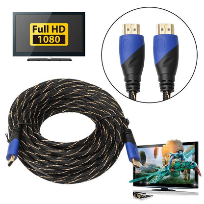 10m/15m Long HDMI-compatible 1.4 Cable AV 1080P HD 3D Gold Plated Connection New Braided Male cables for PS3 Xbox HDTV - petguardiansupplies