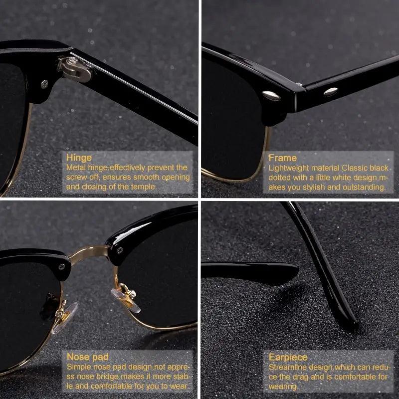 New Fashion Semi Rimless Polarized Sunglasses Men Women Brand Designer Half Frame Sun Glasses Classic Oculos De Sol UV400 - petguardiansupplies