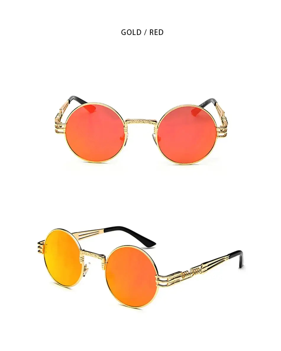 Fashion Retro Round Metal Sunglasses for Men and Women - Double Spring Leg Colourful Eyewear UV400 - petguardiansupplies