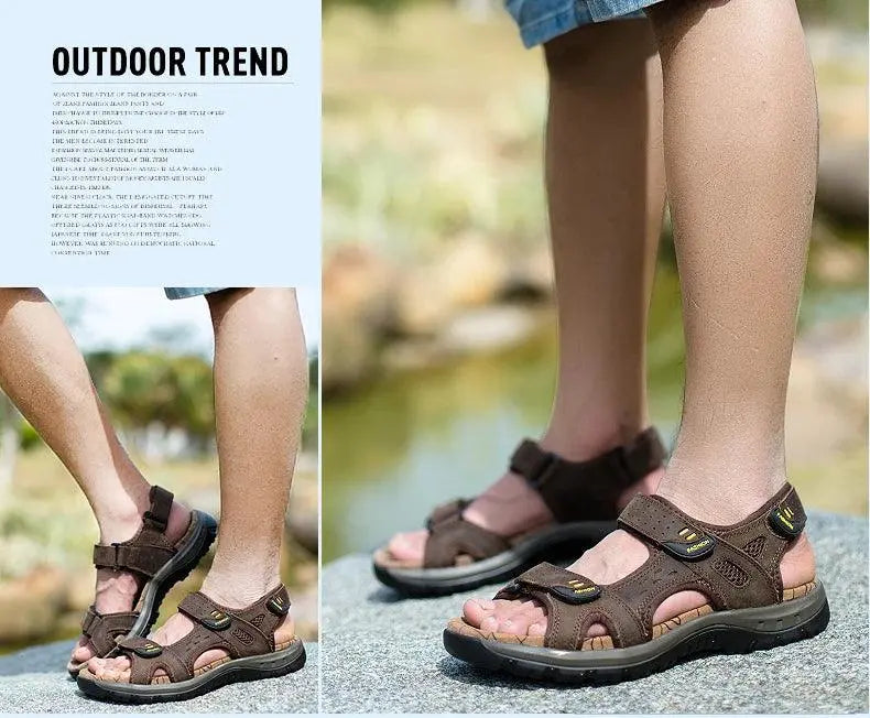 New Fashion Summer Leisure Men Shoes Beach Sandals High Quality Genuine Leather Sandals Soft Large Size Men's Sandals Size 38-48 - petguardiansupplies