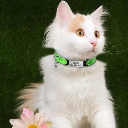 Quick Release Cat Collar Safety Custom Puppy Kitten ID Collars Reflective Breakaway With Bell For Small Cats Adjustable XXS XS - petguardiansupplies