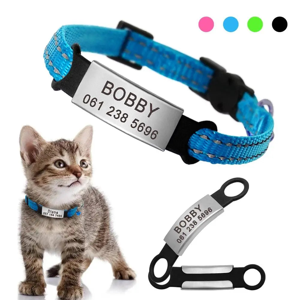 Quick Release Cat Collar Safety Custom Puppy Kitten ID Collars Reflective Breakaway With Bell For Small Cats Adjustable XXS XS - petguardiansupplies