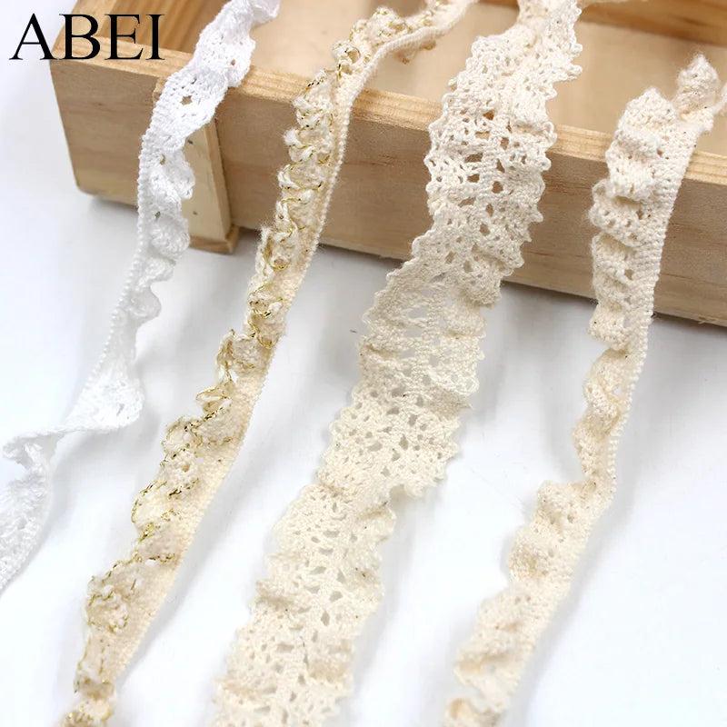 5yards/lot Elastic Beige Lace Trims Cotton White Stretch Lace Ribbon Diy Socks Dress Hometexile Edge Wrap Webbing Tape Ornament - petguardiansupplies