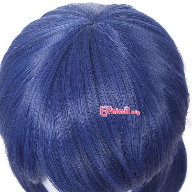 L-email wig Synthetic Hair Marinette Cosplay Wig Dark Blue Double Ponytails Straight Halloween Heat Resistant Women Wigs - petguardiansupplies