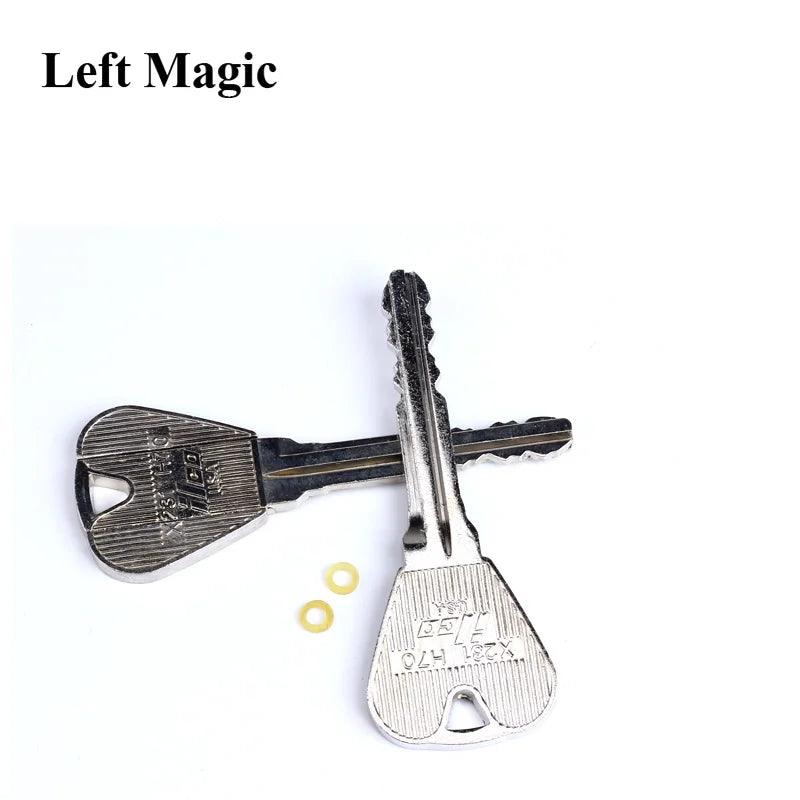 2 Pcs New Magic Trick Toy Folding Key Thru Bottle Or Ring Penetration Magic Trick Props Magic Joke Toy Easy To Play - petguardiansupplies