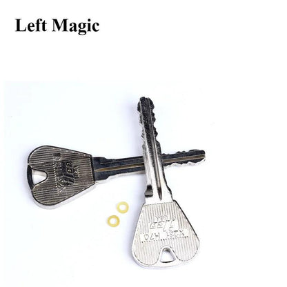 2 Pcs New Magic Trick Toy Folding Key Thru Bottle Or Ring Penetration Magic Trick Props Magic Joke Toy Easy To Play - petguardiansupplies