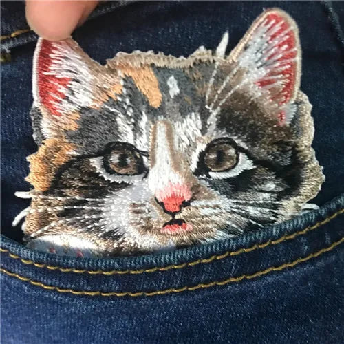 1PC cat patches for clothing iron embroidered patch applique iron on patches accessories badge stickers on clothes Jeans bags - petguardiansupplies