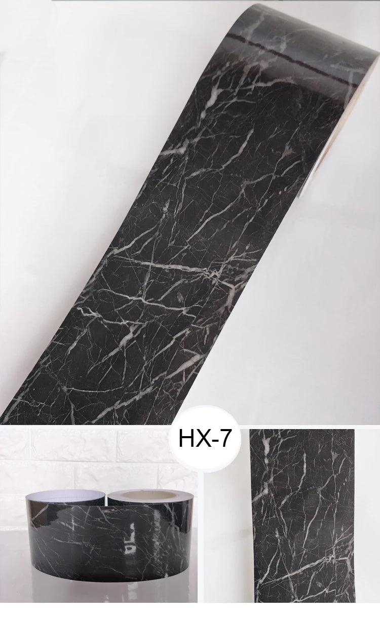 0.1x5M Marble Vinyl Waistline Sticker Solid Color Self Adhesive Wall Paper Border Bathroom PVC Waterproof Wood Pattern Wallpaper - petguardiansupplies