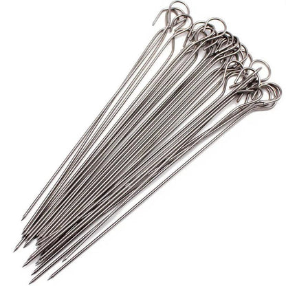 10pcs meat goose Round Roast Skewers Stick Stainless Steel BBQ Needle Barbeque Skewers Kitchen Utensils Outdoor Camping Picnic - petguardiansupplies