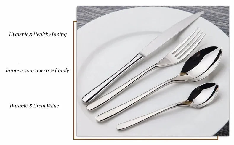 Cozy Zone Dinnerware Set Stainless Steel Tableware Luxury Cutlery Set Vintage Quality 24Pcs Knife Fork Dining Dinner Set Western - petguardiansupplies