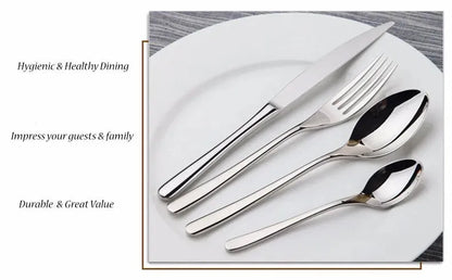 Cozy Zone Dinnerware Set Stainless Steel Tableware Luxury Cutlery Set Vintage Quality 24Pcs Knife Fork Dining Dinner Set Western - petguardiansupplies