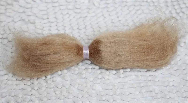 100% Pure Mohair Reborn Baby Doll Hair With Dark Brown/Gold Color Fit For DIY Reborn Baby Doll Wig Easy To Wash And Root - petguardiansupplies