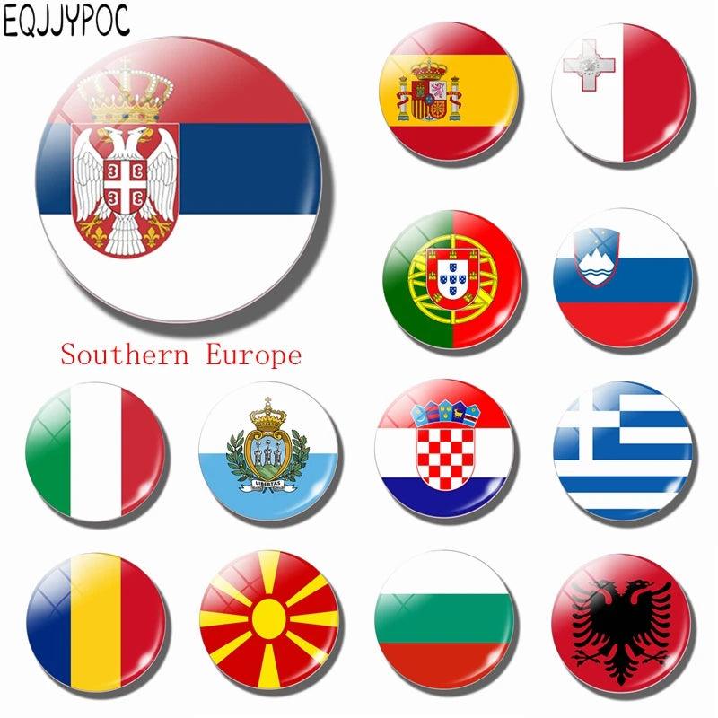 National Flags of Various Countries Photos Refrigerator Stickers Round Glass 30MM Household Refrigerator Accessories - petguardiansupplies