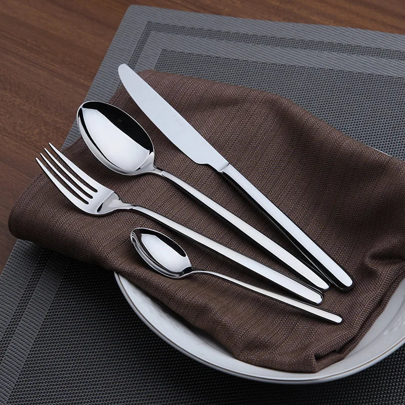 Cozy Zone 24 Pieces Cutlery Set Stainless Steel Tableware Western Dinnerware Set Classic Dinner Set Knife Fork Restaurant Dining - petguardiansupplies