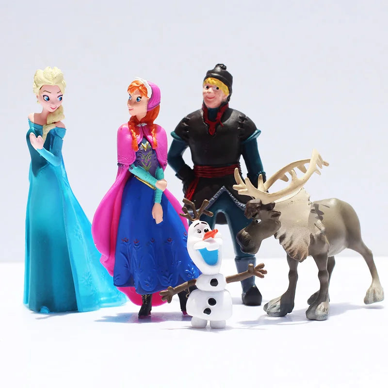 5pcs/Set Frozen The Snow Queen Princess Anna Elsa Action Figure Kristoff Sven Olaf PVC Model Dolls Collection Birthday Gift Toys - petguardiansupplies