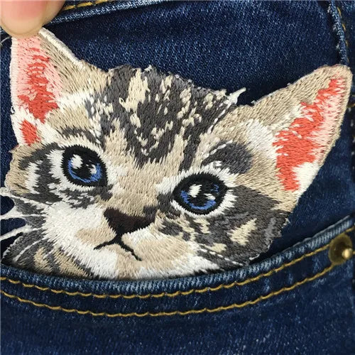 1PC cat patches for clothing iron embroidered patch applique iron on patches accessories badge stickers on clothes Jeans bags - petguardiansupplies