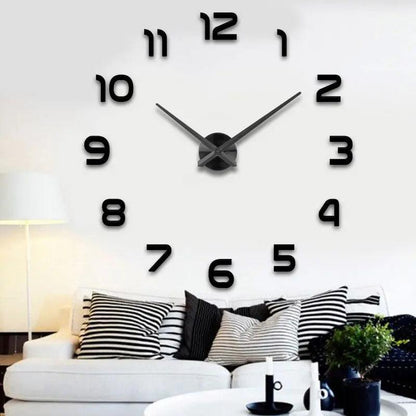 Fashion 3D big size wall clock mirror sticker DIY brief living room decor meetting room wall clock - petguardiansupplies