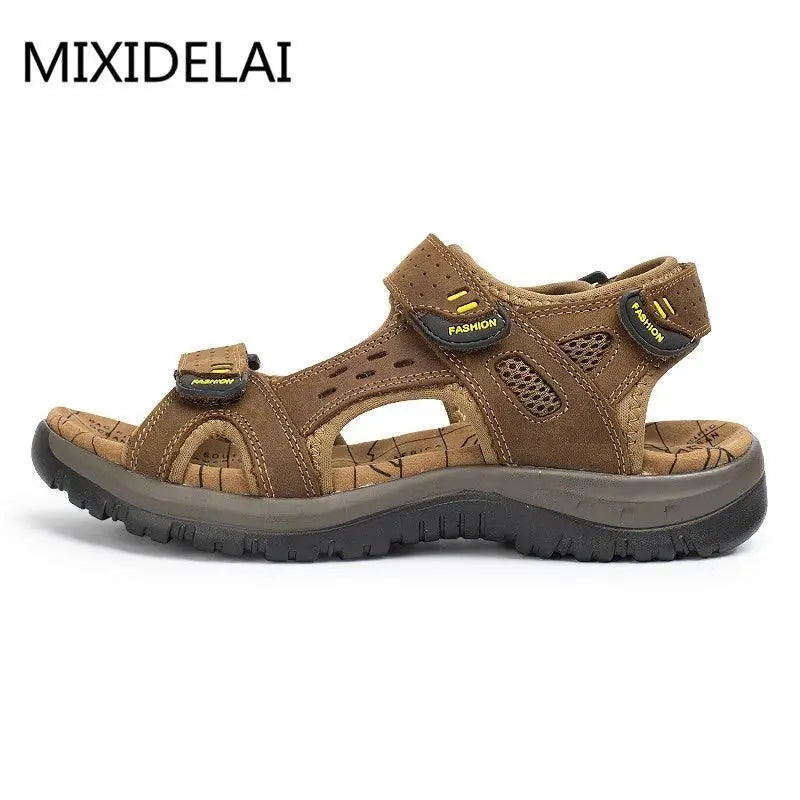 New Fashion Summer Leisure Men Shoes Beach Sandals High Quality Genuine Leather Sandals Soft Large Size Men's Sandals Size 38-48 - petguardiansupplies