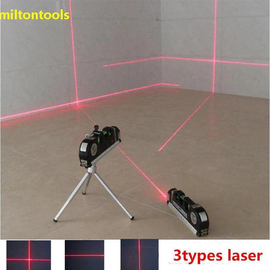 4 in 1 Accurate Multipurpose Laser Level Lever with Tripod Cross Projects Horizontal Vertical Laser Light Beam Measure Tape - petguardiansupplies