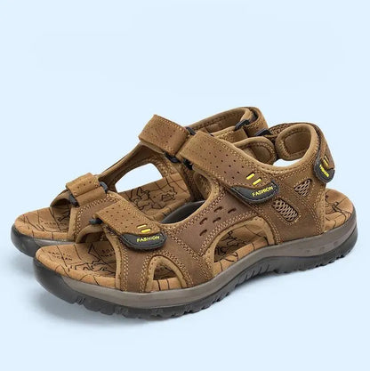 New Fashion Summer Leisure Men Shoes Beach Sandals High Quality Genuine Leather Sandals Soft Large Size Men's Sandals Size 38-48 - petguardiansupplies