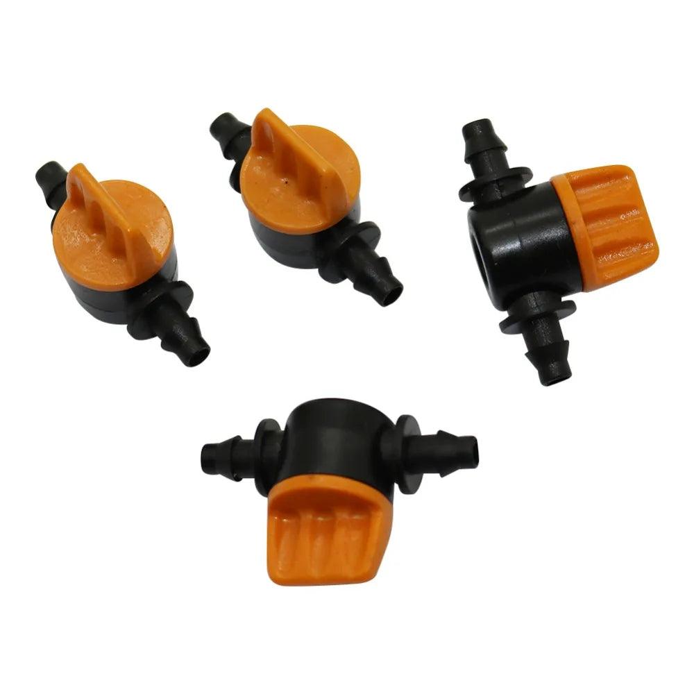 100 Pcs 1/4" Pipe Mini Valve Garden Watering Irrigation Shut Off Controller 4/7mm Hos Waterstope End Barbed Miniature Valve - petguardiansupplies