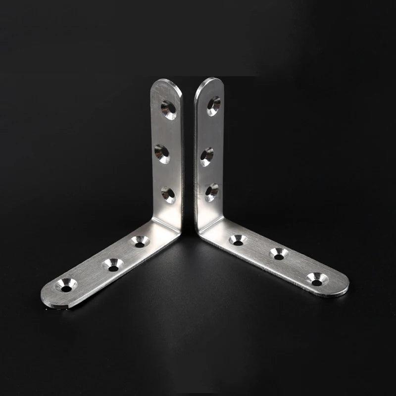 KAK 10PCS Stainless Steel Angle Corner Brackets Fasteners Protector Seven Size Corner Stand Supporting Furniture Hardware - petguardiansupplies